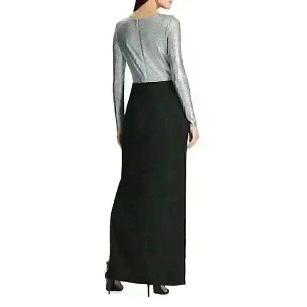 Lauren Ralph Lauren Maxi Gown Women’s Size 10 Black & Silver Metallic - Picture 2 of 12